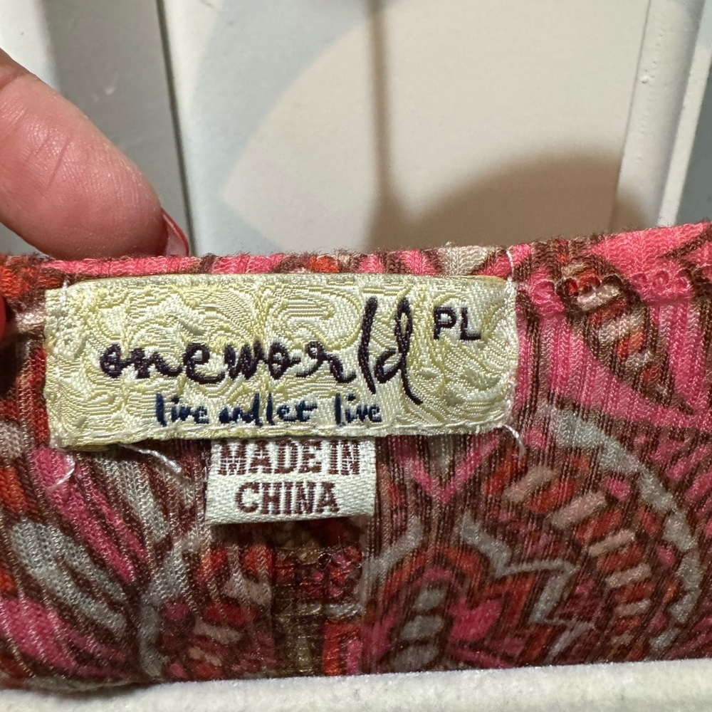 One World Bohemian Print Top With Red And Black A… - image 7